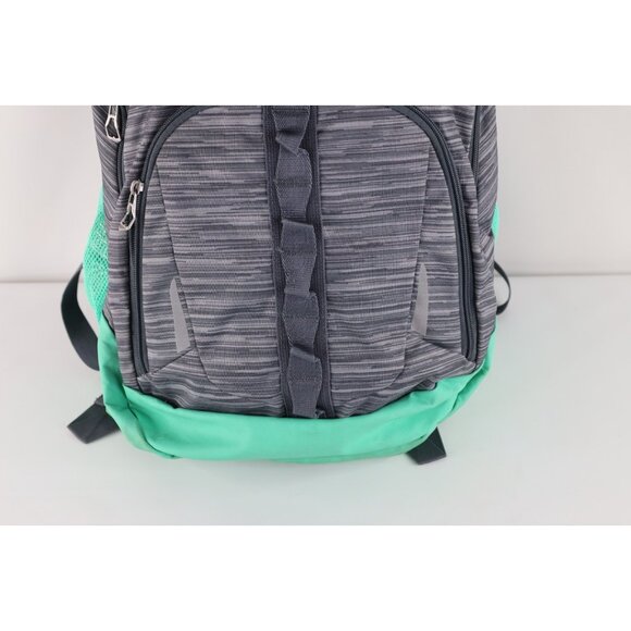 Vintage Adidas Spell Out Striped Loadspring Backpack Book Bag Carry On Gray Teal main image 6